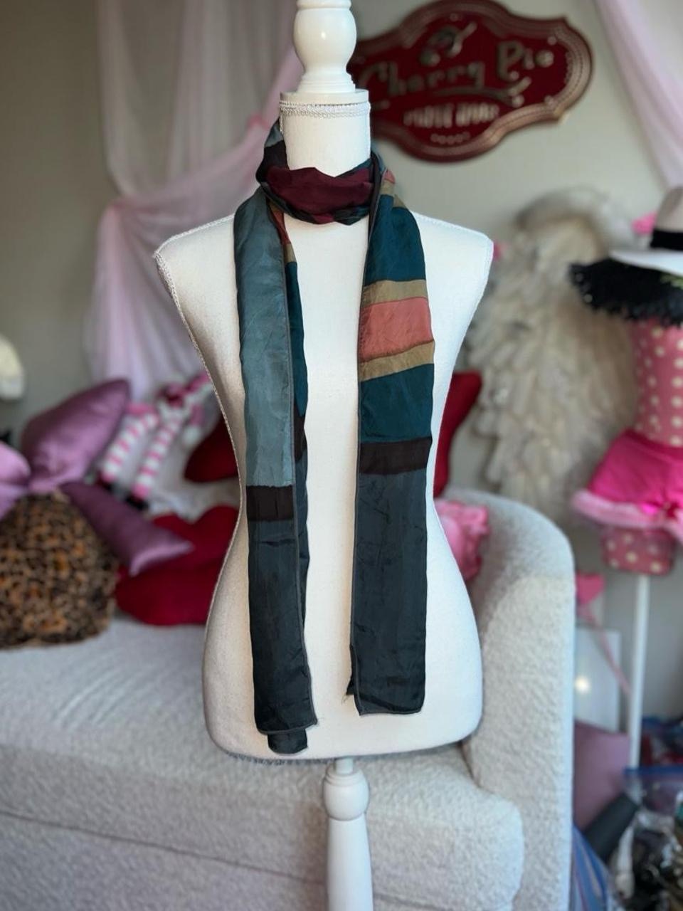 100 Silk Elissa Blue Multicoloured Scarf Boho Scarf